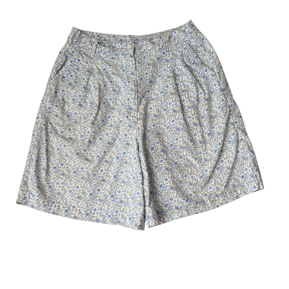 Union Bay Shorts Women Blue Floral Vintage High Rise Cotton SIZE Large